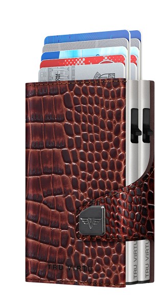 Doublewallet CLICK & SLIDE Croco Brown/Silver