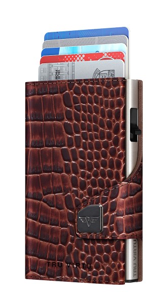 Wallet C&S Coin Pocket Croco Brown/Silver