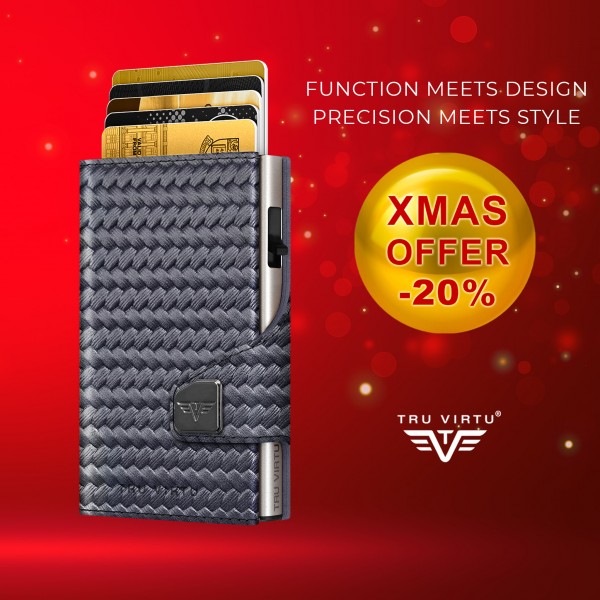 Portafoglio C&S Knitted Carbon Dark Blue/Silver