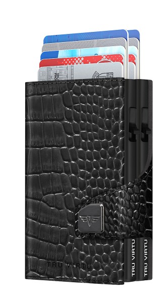 Doublewallet CLICK & SLIDE Croco Black/Black